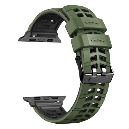 For Apple Watch SE 40mm Twill Dual-row Buckle Silicone Watch Band(Army Green Black) by bashfashion