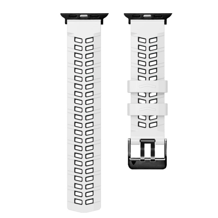 For Apple Watch Series 2 38mm Twill Dual-row Buckle Silicone Watch Band(White Black) by bashfashion