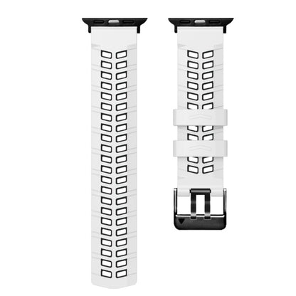 For Apple Watch Series 2 38mm Twill Dual-row Buckle Silicone Watch Band(White Black) by bashfashion