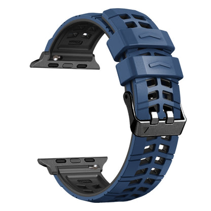 For Apple Watch 42mm Twill Dual-row Buckle Silicone Watch Band(Midnight Blue Black) by bashfashion