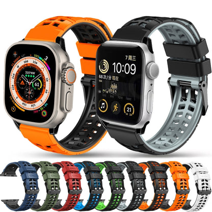 For Apple Watch SE 40mm Twill Dual-row Buckle Silicone Watch Band(Red Black) by bashfashion