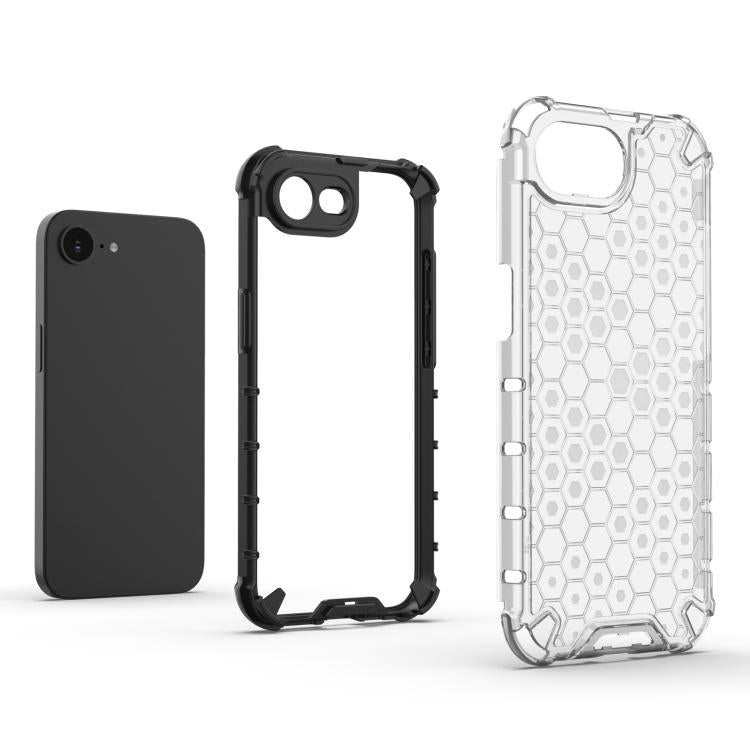 For iPhone 16e Honeycomb Shockproof Phone Case(Black) by bashfashion