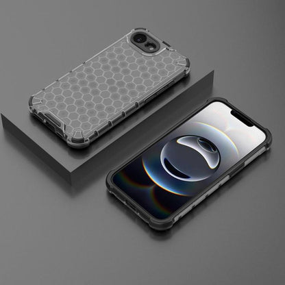 For iPhone 16e Honeycomb Shockproof Phone Case(Black) by bashfashion