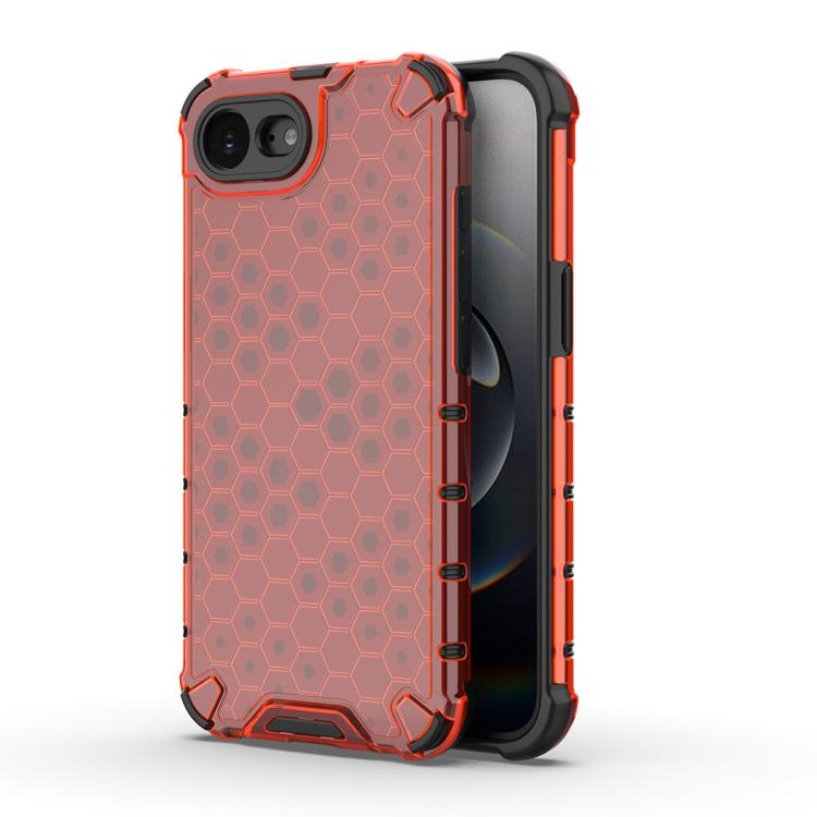 For iPhone 16e Honeycomb Shockproof Phone Case(Red) by bashfashion