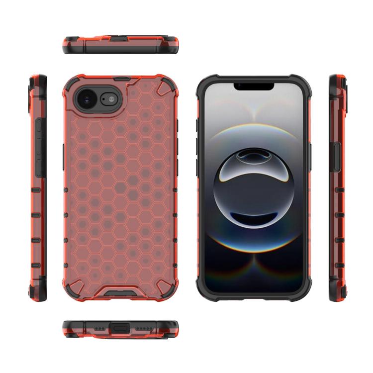 For iPhone 16e Honeycomb Shockproof Phone Case(Red) by bashfashion
