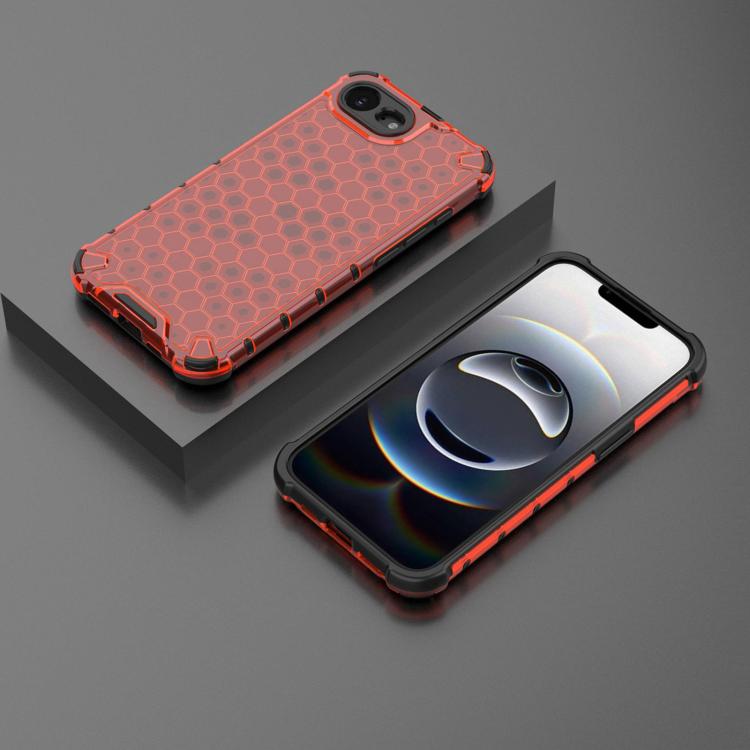 For iPhone 16e Honeycomb Shockproof Phone Case(Red) by bashfashion