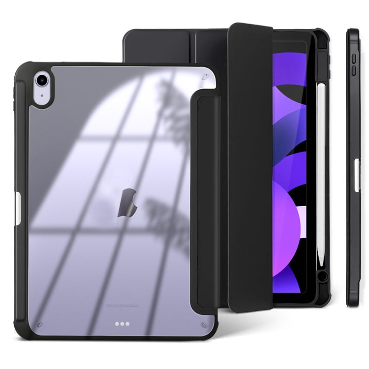 For iPad Air 2022 / 2020 10.9 3-folding Acrylic Smart Leather Tablet Case(Black) by bashfashion