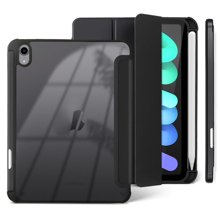 For iPad mini 6 / mini 2024 3-folding Acrylic Smart Leather Tablet Case(Black)