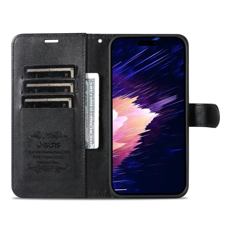 For iPhone 15 AZNS Sheepskin Texture Flip Leather Phone Case(Black) by AZNS