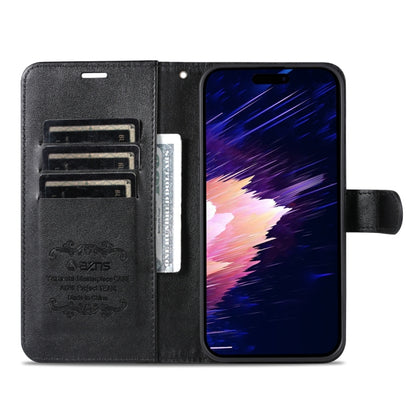 For iPhone 15 AZNS Sheepskin Texture Flip Leather Phone Case(Black) by AZNS