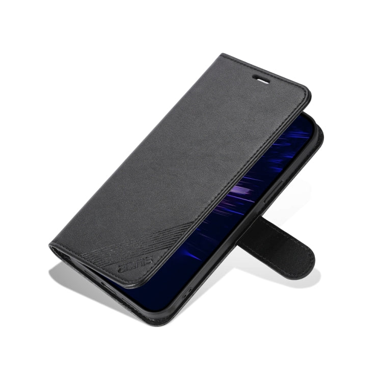 For iPhone 15 AZNS Sheepskin Texture Flip Leather Phone Case(Black) by AZNS