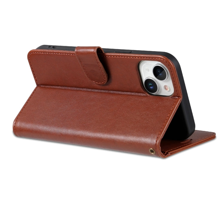 For iPhone 15 AZNS Sheepskin Texture Flip Leather Phone Case(Brown) by AZNS