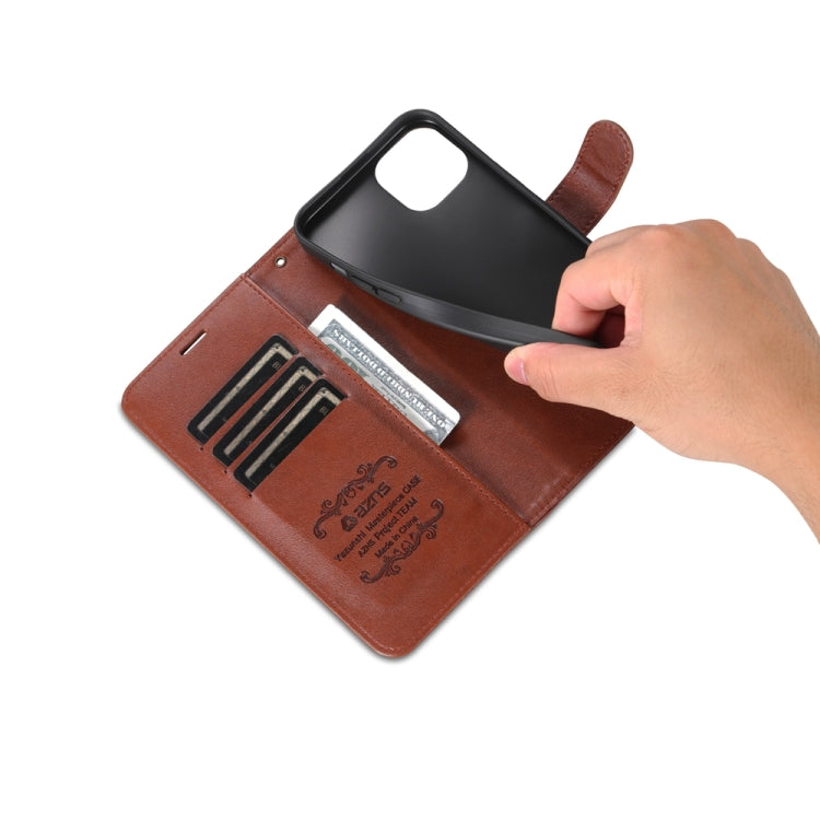 For iPhone 15 AZNS Sheepskin Texture Flip Leather Phone Case(Brown) by AZNS