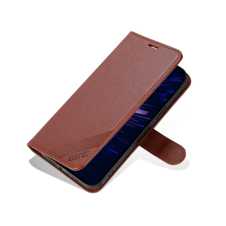 For iPhone 15 AZNS Sheepskin Texture Flip Leather Phone Case(Brown) by AZNS