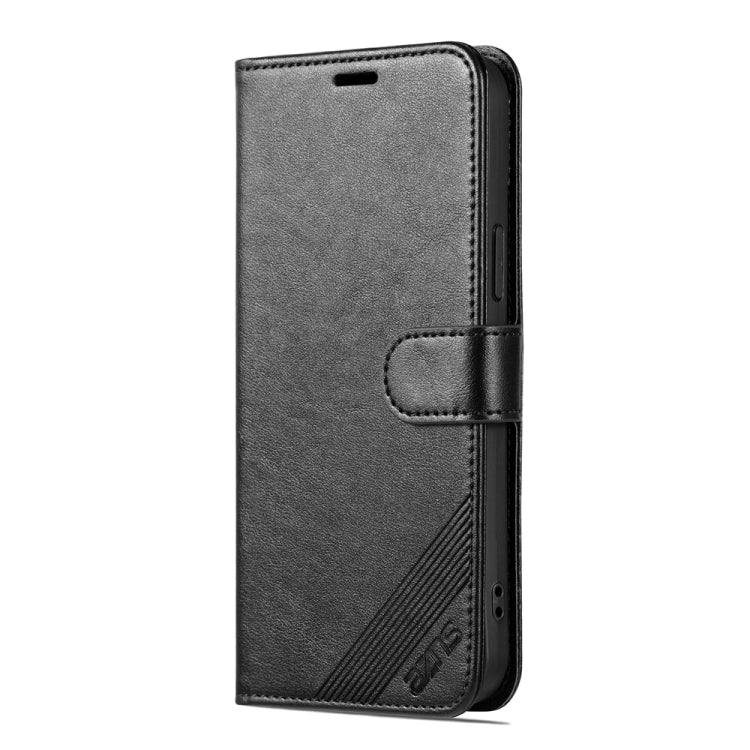 For iPhone 15 Plus AZNS Sheepskin Texture Flip Leather Phone Case(Black) by AZNS