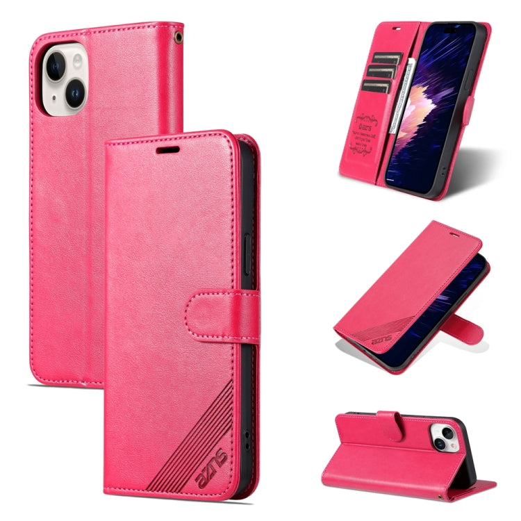 For iPhone 15 Plus AZNS Sheepskin Texture Flip Leather Phone Case(Red) by AZNS