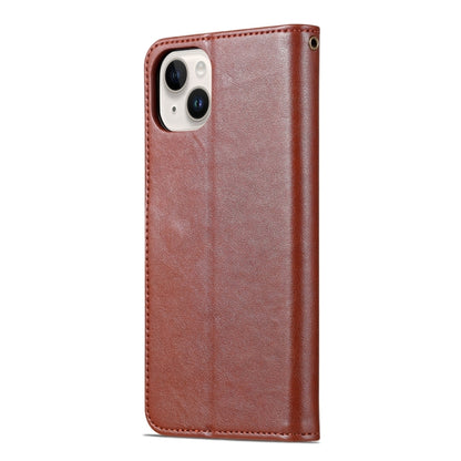 For iPhone 15 Plus AZNS Sheepskin Texture Flip Leather Phone Case(Brown) by AZNS