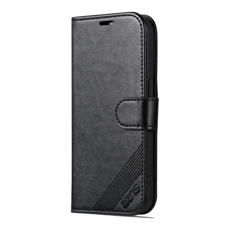 For iPhone 15 Pro AZNS Sheepskin Texture Flip Leather Phone Case(Black) by AZNS