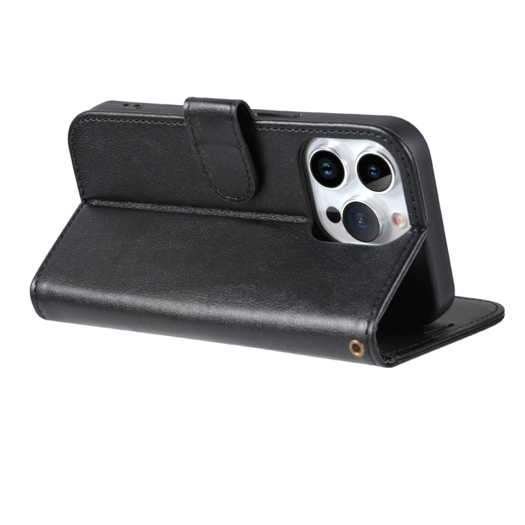 For iPhone 15 Pro AZNS Sheepskin Texture Flip Leather Phone Case(Black) by AZNS