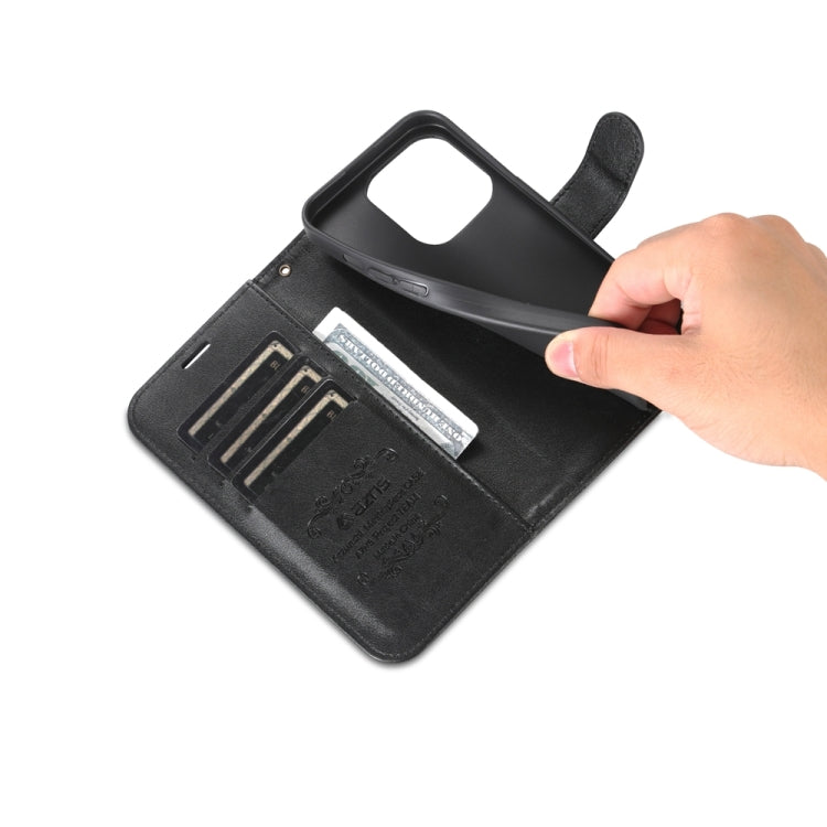 For iPhone 15 Pro AZNS Sheepskin Texture Flip Leather Phone Case(Black) by AZNS