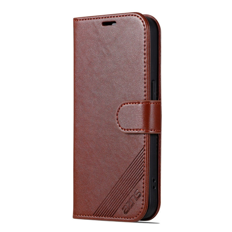 For iPhone 16 Pro AZNS Sheepskin Texture Flip Leather Phone Case(Brown) by AZNS