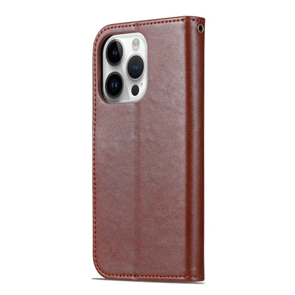 For iPhone 16 Pro AZNS Sheepskin Texture Flip Leather Phone Case(Brown) by AZNS