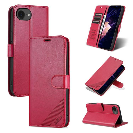 For iPhone 16e AZNS Sheepskin Texture Flip Leather Phone Case(Red) by AZNS