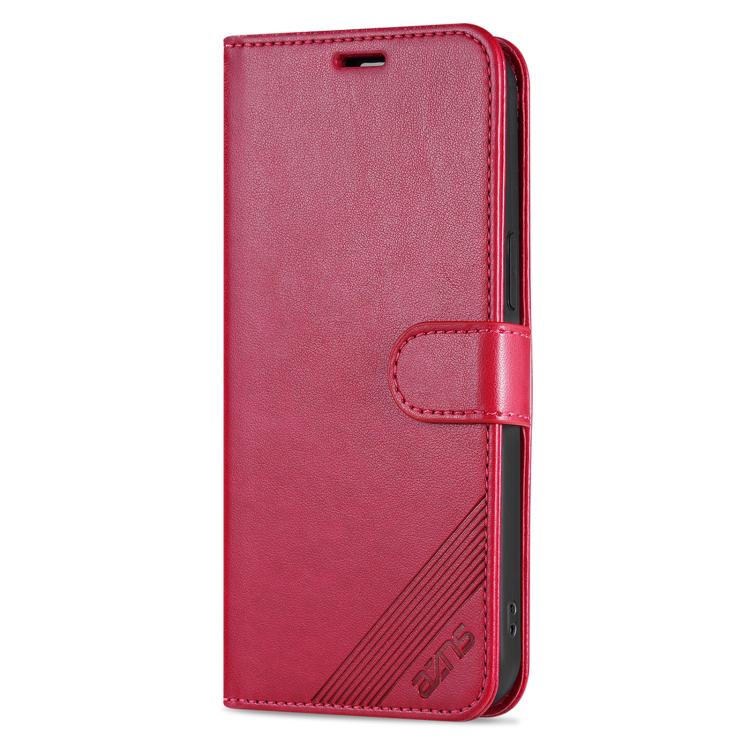 For iPhone 16e AZNS Sheepskin Texture Flip Leather Phone Case(Red) by AZNS