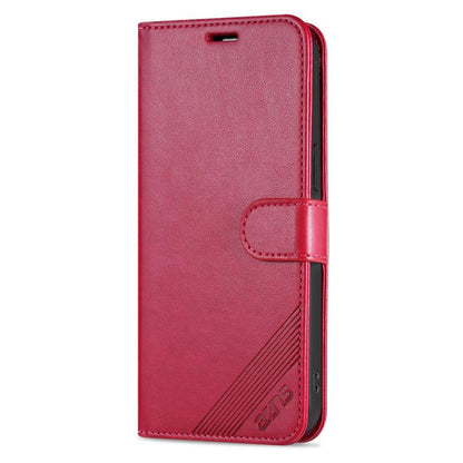 For iPhone 16e AZNS Sheepskin Texture Flip Leather Phone Case(Red) by AZNS