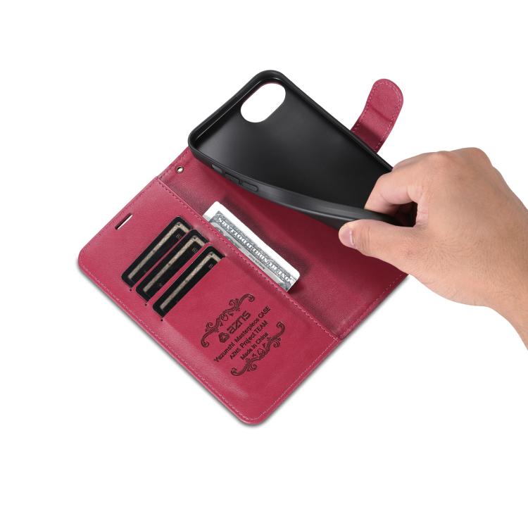 For iPhone 16e AZNS Sheepskin Texture Flip Leather Phone Case(Red) by AZNS