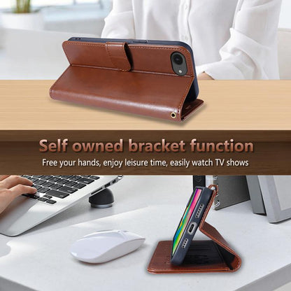 For iPhone 16e AZNS Sheepskin Texture Flip Leather Phone Case(Brown) by AZNS