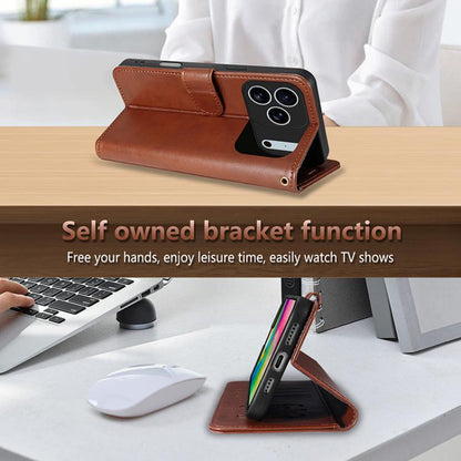 For iPhone 17 Pro AZNS Sheepskin Texture Flip Leather Phone Case(Brown) by AZNS