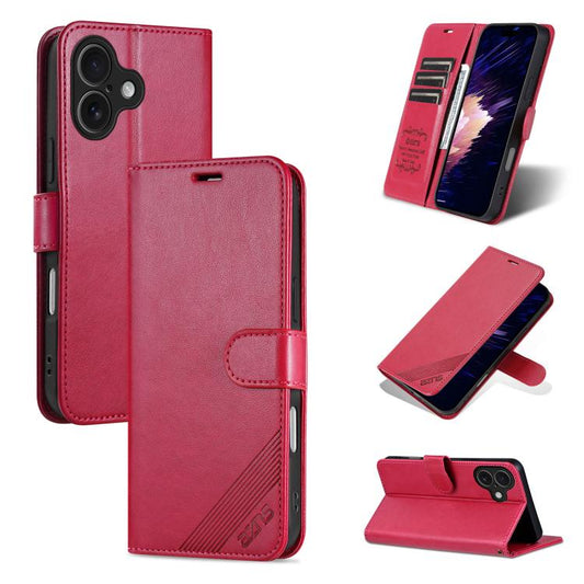 For iPhone 17 AZNS Sheepskin Texture Flip Leather Phone Case(Red) by AZNS