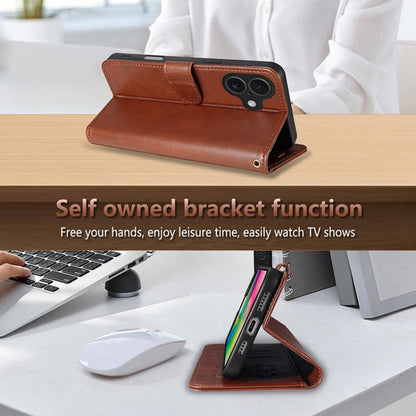 For iPhone 17 AZNS Sheepskin Texture Flip Leather Phone Case(Brown) by AZNS