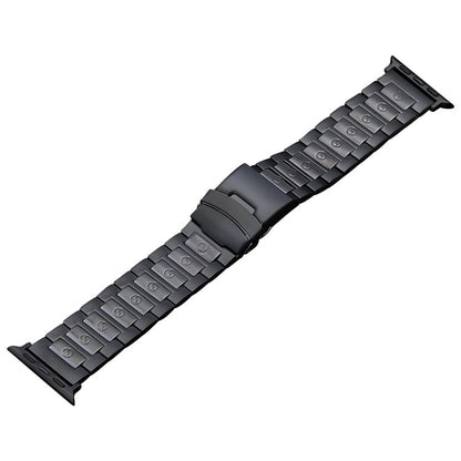 For Apple Watch Series 8 41mm Safety Buckle Titanium Steel Watch Band(Black) by bashfashion