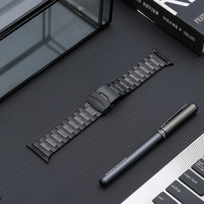 For Apple Watch Series 8 41mm Safety Buckle Titanium Steel Watch Band(Black) by bashfashion