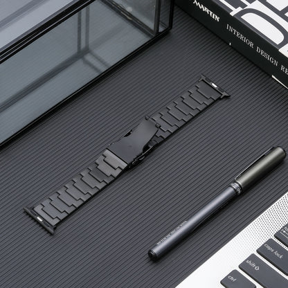 For Apple Watch Series 8 41mm Safety Buckle Titanium Steel Watch Band(Black) by bashfashion