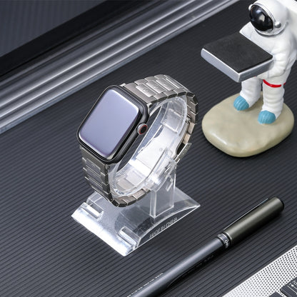 For Apple Watch Series 8 45mm Safety Buckle Titanium Steel Watch Band(Silver) by bashfashion