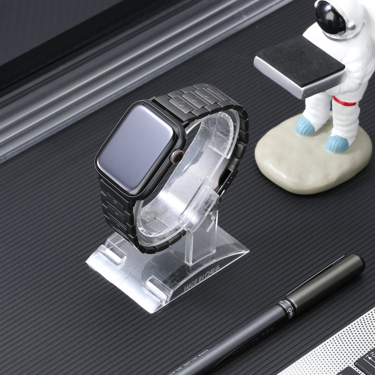 For Apple Watch SE 2022 44mm Safety Buckle Titanium Steel Watch Band(Grey) by bashfashion