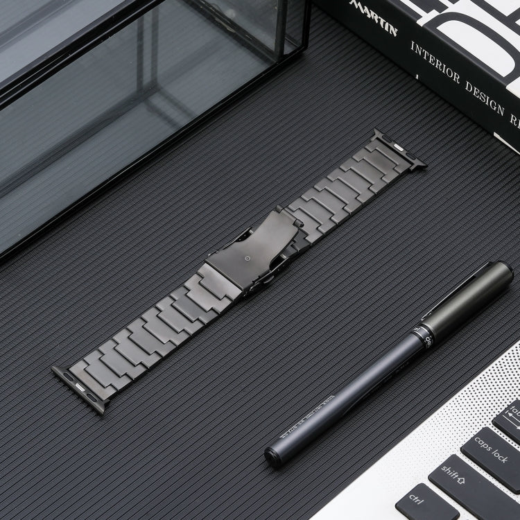 For Apple Watch Series 7 41mm Safety Buckle Titanium Steel Watch Band(Grey) by bashfashion