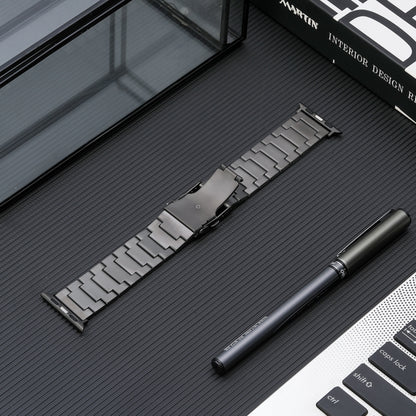 For Apple Watch Series 7 41mm Safety Buckle Titanium Steel Watch Band(Grey) by bashfashion