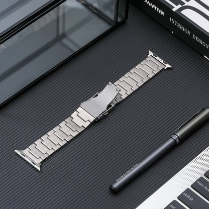 For Apple Watch Series 7 41mm Safety Buckle Titanium Steel Watch Band(Silver) by bashfashion