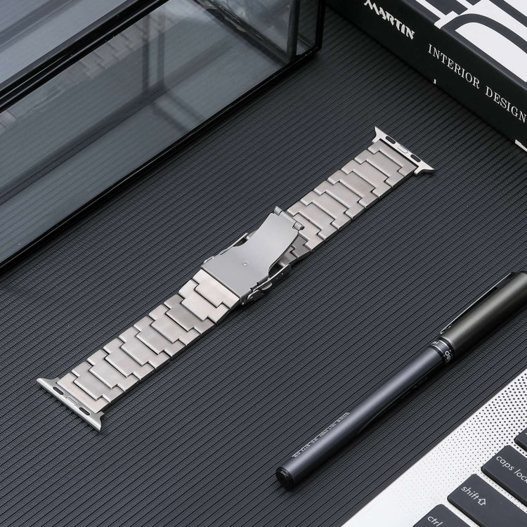 For Apple Watch Series 6 44mm Safety Buckle Titanium Steel Watch Band(Silver) by bashfashion