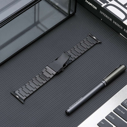 For Apple Watch Series 5 40mm Safety Buckle Titanium Steel Watch Band(Black) by bashfashion