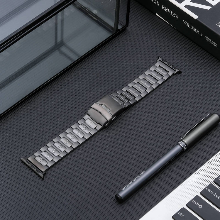 For Apple Watch Series 4 44mm Safety Buckle Titanium Steel Watch Band(Grey) by bashfashion