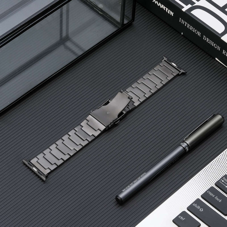 For Apple Watch Series 3 42mm Safety Buckle Titanium Steel Watch Band(Grey) by bashfashion