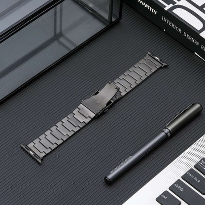 For Apple Watch Series 3 42mm Safety Buckle Titanium Steel Watch Band(Grey) by bashfashion