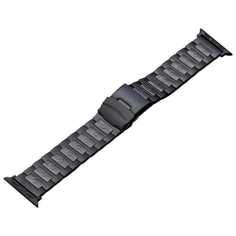 For Apple Watch SE 2023 40mm Safety Buckle Titanium Steel Watch Band(Black) by bashfashion
