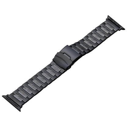 For Apple Watch SE 2023 40mm Safety Buckle Titanium Steel Watch Band(Black) by bashfashion