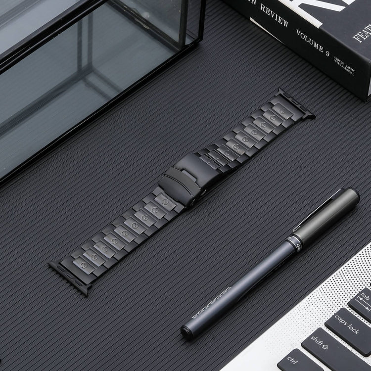 For Apple Watch SE 2023 40mm Safety Buckle Titanium Steel Watch Band(Black) by bashfashion